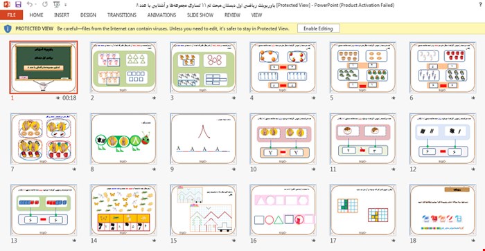 پاورپوینت ریاضی اول دبستان مبحث تم 11 تساوی مجموعه‌ها و آشنایی با عدد 8 